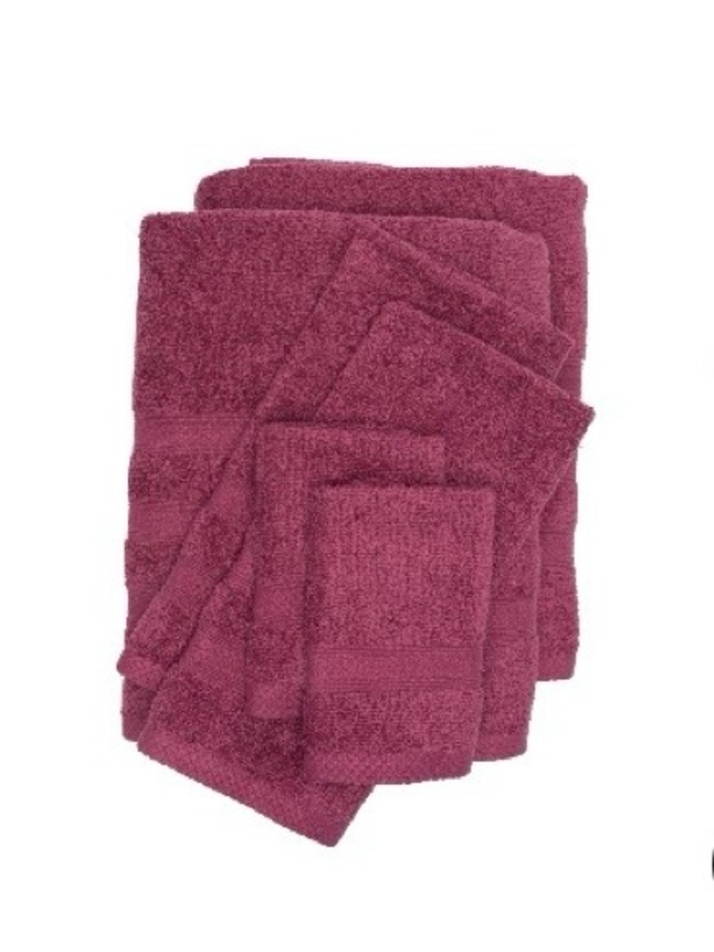 Plush Maroon Bath Towel Set - Set of 6 Soft Cotton Towels